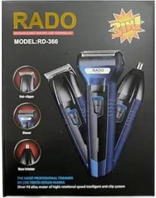 Resim Rado RD-366 Üç Başlıklı Tıraş Makinesi, Şarjlı, Kuru Kullanım, Mavi 