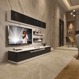 Resim Decoraktiv Trendstyle 5S Slm Tv Ünitesi Tv Sehpası - Beyaz - Siyah 