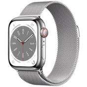 Resim Apple Watch Series 8 GPS + Cellular 41mm Paslanmaz Çelik Kasa Milano Döngüsü Grafit 