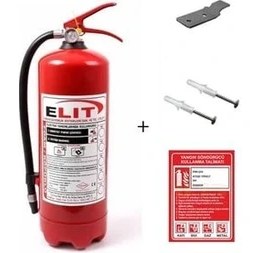 Resim Elit 6 Kg Ruhsata Uygun Köpüklü Yangın Söndürme Tüpü Askı Aparatı ve Yangın Söndürücü Levhası 