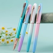 Resim 0.38mm Uçlu, Doldurulabilir Mürekkep Kartuşlu Gradyan Metal Dolma Kalem - Okul, Ofis ve İş İmzaları için İdeal, Mükemmel Hediye (Mürekkep Dahil Değildir) 