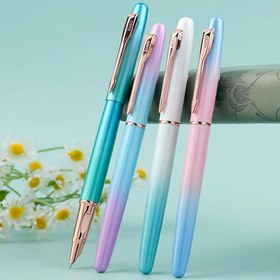 Resim 0.38mm Uçlu, Doldurulabilir Mürekkep Kartuşlu Gradyan Metal Dolma Kalem - Okul, Ofis ve İş İmzaları için İdeal, Mükemmel Hediye (Mürekkep Dahil Değildir) 
