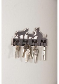 Resim Dekoratif Kedi Ailesi Anahtar Askısı Ahşap Anahtarlık Dekor 