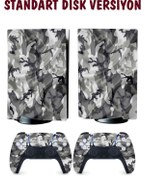 Resim KT Decor Siyah Beyaz Kamuflaj Playstation 5 Full Sticker Kaplama Seti 