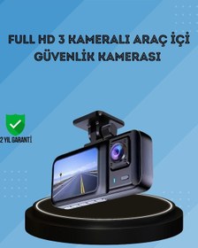 Resim 360 Kapsama Sahip Full Hd Araç Kamerası 3 Lü Kayıt Gece Görüşlü Dashcam 