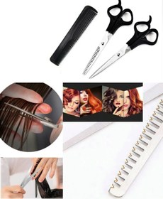 Resim SEBUONLİNE Çelik Berber Kuaför Traş Seti Kuaför Makası Ara Makas Tarak 