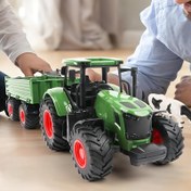 Resim 16.5 İnç/42cm Büyük Çiftçi Traktörü Oyuncak ile Tır - Gerçekçi Yeşil ve Siyah Tasarım, Dayanıklı Plastik, Hava Koşullarına Dayanıklı, İt İşlem Modu - Gençler için Mükemmel Paskalya, Kurban Bayramı Hediyesi veya Doğum Günü Şoku 