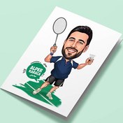 Resim Tenis Meraklısı Erkek Karikatürlü Tebrik Kartı 