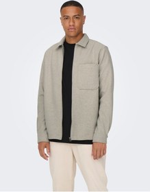 Resim Only & Sons Onsdal Ovr Zıp Ls Shırt Erkek Gri Uk Gömlek - 22026312 Gri 