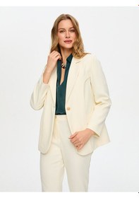 Resim Faik Sönmez Gold Düğmeli Şık Blazer Ceket S26ckt018 Us26ckt01873 Ekru 