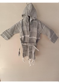 Resim Kapüşonlu Çocuk Peştamal Bornoz 1-5 Yaş Gri Çok Renkli 