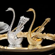 Resim 1 set 7 adet Avrupa tarzı hafif lüks kuğu kaşık dinlenme yeri, Batı restoranı sofra takımı saklama, ev mutfak ve restoran masa aksesuarları, kaşık, çatal, yemek çubukları tutabilir 