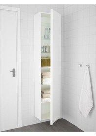 Resim Godmorgon, Yüksek Banyo Dolabı, 40X32X192 Cm, Parlak Cila Beyaz Çok Renkli 