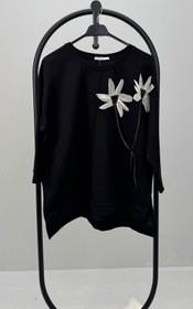 Resim Kadın Büyük Beden Çiçek Aksesuarlı Truvakar Kol İki İplik Eşofman Takımı 3719-25-1 - XXL / Benetton Yeşil 
