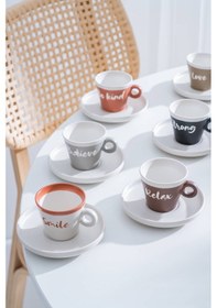 Resim Acar Ruby 6 Kişilik Kahve Fincan Takımı - 100 Ml Renkli 