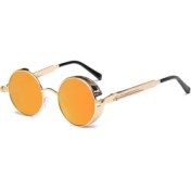 Resim Ykd Store Metal Yuvarlak Çerçeve Steampunk Retro Güneş Gözlüğü Erkekler Kadınlar 7 (Yurt Dışından) 