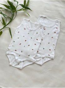 Resim uhtico Kız Bebek Pamuklu Kumaştan Çıtır Çiçek Desenli Çıtçıtlı 2li Zıbın Body Atlet 
