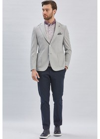 Resim Gri Desenli Kırlangıç Yaka Likralı 6 Drop Slim Fit Dar Kesim Casual Ceket 1002240155-gri Gri 
