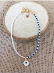 Resim Emily Yuvarlak Nazar Boncuğu Uçlu Afgan Boncuklu Halhal Çok Renkli 