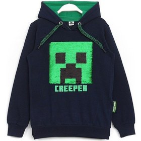 Resim Creeper Renk Değiştiren Pul Payetli Çocuk Kapüşonlu Sweatshirt Lacivert 