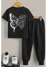 Resim Uyguntarz Sunny Kids Drawing Butterflies Alt - Üst Eşofman Takımı Siyah 
