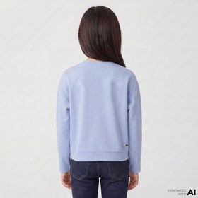 Resim Lacoste Çocuk Uzun Kollu Bisiklet Yaka Baskılı Mavi T-Shirt 