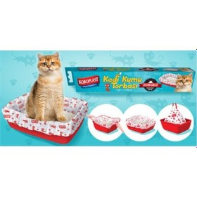 Resim Koroplast Büzgülü Ekstra Güçlü Kedi Kumu Poşedi 82 x 50 CM 7'li 