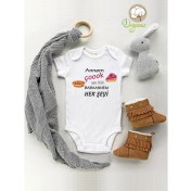 Resim Limon Annem Çok Şey Bilir Desenli Organik Kısa Kol Çıtçıtlı Bebek Body 