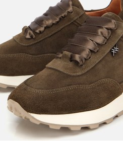 Resim Hotiç Kadın Süet Deri Haki Bağcık Detaylı Yüksek Tabanlı Spor Ayakkabı 