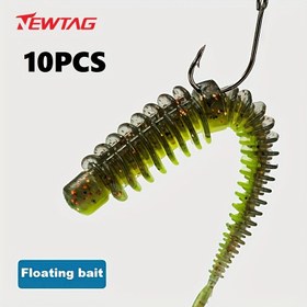 Resim YENİ TAG 10 adet yüzen yumuşak yem balıkçılık yemi, içerikli yem, 7.5 cm/2.9 inç yüksek esneklikte TPE böcek yemi, balık tutma etkisini artırır, kokulu, tatlı ve tuzlu su balıkçılığı için uygun çok renk seçeneği 