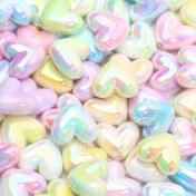 Resim 10 adet 15x17mm Macaron AB Renk Kalp Aralık Boncuklar Parlak Akrilik Boncuklar DIY Takı Yapımı Bilezik Kolye Küpeler için 