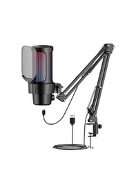 Resim Dexim DMK008 RGB Gaming Masa Standlı PC/PS5 Uyumlu Siyah Profesyonel Oyuncu ve Yayıncı Mikrofonu 