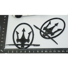 Resim Dk Tuning Maserati Yan Kanatlar Çemberli Siyah Rozet Amblem Seti 