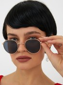 Resim ModaLand Loria Oval Gold Çerçeve Siyah Unisex Güneş Gözlüğü 