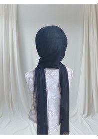 Resim Siyah Esnek Kumaş Tek Tek Hazır Türban Hazır Duvak Hazır Şal Model 