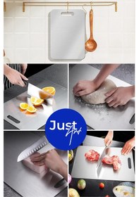 Resim 2 Adet Paslanmaz Çelik Mutfak Kesme Tahtası Et Sebze Doğrama Tahtası Gümüş 