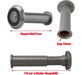 Resim Nzb Saten Renk Kapı Dürbünü Kısa 50-75 mm Ayarlanabilir 14 mm Geniş Açılı Güvenlik Kapı Gözetleme Dürbünü 