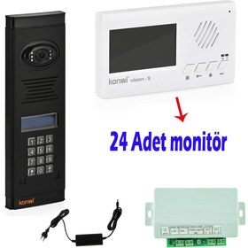 Resim konwi intercom Görüntülü Diafon Seti Apartman Tpi 24 Daire Set Vsions 4,3 Monitör Zil paneli şifreli Kameralı 60w 