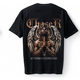 Resim Bumeta Chaser Dark Angel Streetwear Oversize Unisex Tişört T-shirt Siyah 