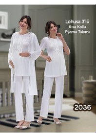 Resim Nehir 2036 Hamile Lohusa 3Lü Pijama Sabahlık Takım (499085904) 
