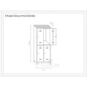 Resim Dört Kapılı Soyunma Dolabı Açık Gri (Yarım Boy Kapılı) 