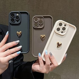 Resim 3D Altın Aşk Mat Cep Telefonu Kılıfı iPhone 16 15 14 13 12 11 Pro Max XS XR 7 8 Plus SE 2020 için 