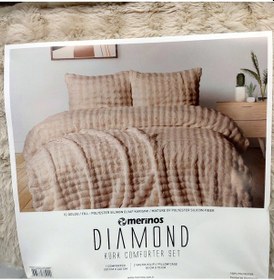 Resim Merinos Diamond Kürk Comforter Set Çift Kiş Yorganseti-bubble Bej Bej 