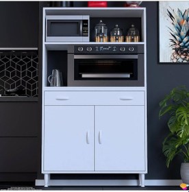 Resim Modilayn Vio Fırın Dolabı 90x163,4x32.5 Cm Çekmeceli Kapaklı Mini/midi Mikrodalga Mutfak Dolabı Beyaz 