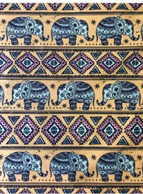 Resim Enesar Home Elephant Etnik Fil Desenli Kumaş Kırlentlik Döşemelik Kumaş Dijital Baskı 100 x 140 cm 
