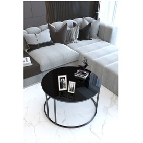 Resim Faymend 4'lü Takım/orta Sehpa Ve C Zigon Siyah / Siyah Cam Temperli Siyah 