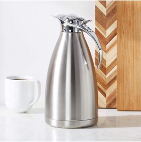 Resim Crate & Barrel 2L Termal Kahve Sürahisi, Zarif Kavisli Sap, Yüksek Kalite Paslanmaz Çelik 