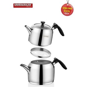 Resim Kahramanlar Delux Orta Boy Black Çaydanlık Takımı Siyah 