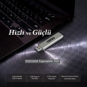 Resim Transcend USB 10Gbps 1050/950MB/s Gizlenebilir Başlıklı Taşınabilir Metal Kasa SSD - 2TB 