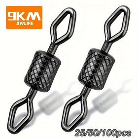 Resim 9KM Balıkçılık Fıçı Dönerleri, 25/50/100 adet Yuvarlanan Döner Balıkçılık Hattı Bağlantı Top Rulmanlı Döner, Katı Halkalar Karp Balıkçılık Aksesuarları 